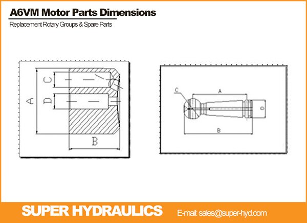 Rexroth A6VM355 motor parts dimension diagram 