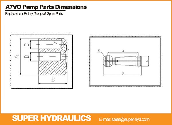 Rexroth A7VO28 pump parts dimension diagram 