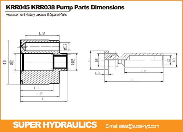 Danfoss_KRR045 KRR038 Pump Spare Parts Dimension Reference Drawing