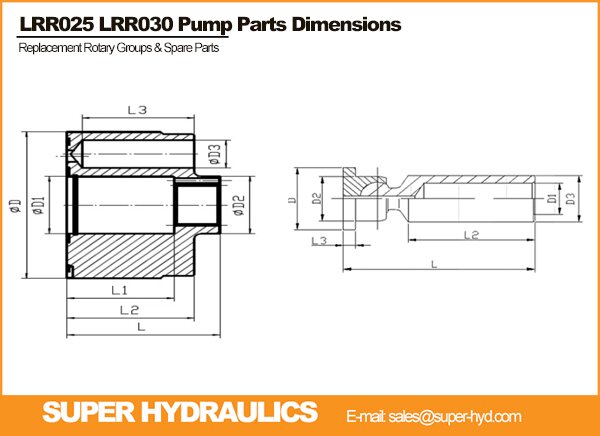 Danfoss_LRR025 LRR030 Pump Spare Parts Dimension Reference Drawing