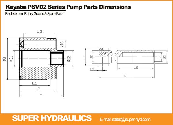 Kayaba PSVD2-18 Pump Spare Parts Dimension Reference Drawing